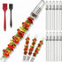 Kabob Skewers for Grilling, 10 Pack 13" Double Pronged with Push Bar, Stainless Steel - Flavour Fushion Cooking Shop