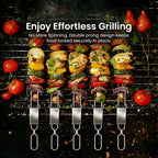 Kabob Skewers for Grilling, 10 Pack 13" Double Pronged with Push Bar, Stainless Steel