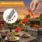 Kabob Skewers for Grilling, 10 Pack 13" Double Pronged with Push Bar, Stainless Steel
