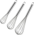 Stainless Steel Whisk Set, 3 Packs Balloon Whisk for Cooking, Whisking, Blending (8",10",12")