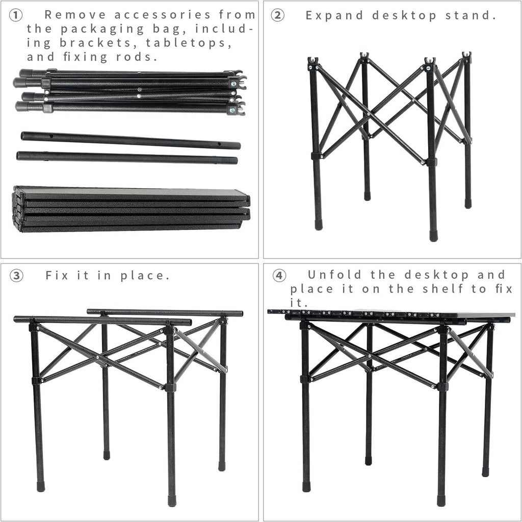 Portable Camping Table Folding Side Table Aluminum Lightweight Table with Carry Bag for Outdoor Cooking Hiking Picnics BBQ Travel (Black)