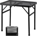 Camping Table with Mesh Desktop, Lightweight & Portable Small Folding Grill Table
