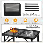 Camping Table with Mesh Desktop, Lightweight & Portable Small Folding Grill Table
