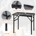 Camping Table with Mesh Desktop, Lightweight & Portable Small Folding Grill Table