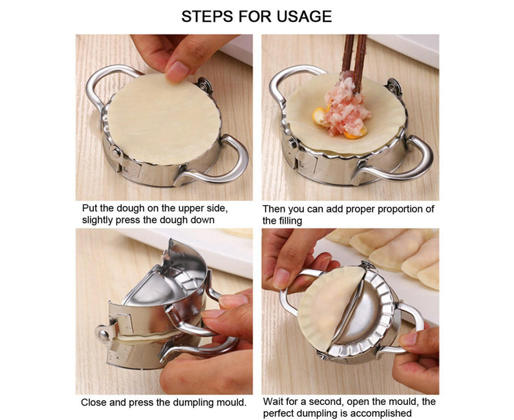 Kitchen Stainless Steel Dumpling Dough Mould Make Fruit Pie Press Pastry Tools(Large Size) - Flavour Fushion Cooking Shop