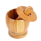 Bamboo Mortar And Pestle Grinder Pestle-set Grinding-bowl Garlic Press Ginger