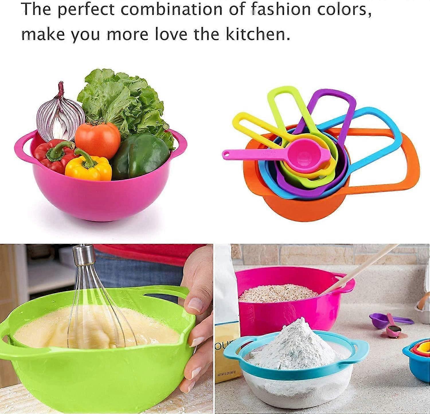 10-Piece Mixing Bowl Set with Colander, Measuring Cup & Spoon