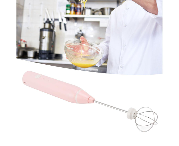 Mini Electric Stirrer, Cordless Multifunctional Eggbeater with 2 Heads for Home Coffee & Drinks, Pink - Flavour Fushion Cooking Shop