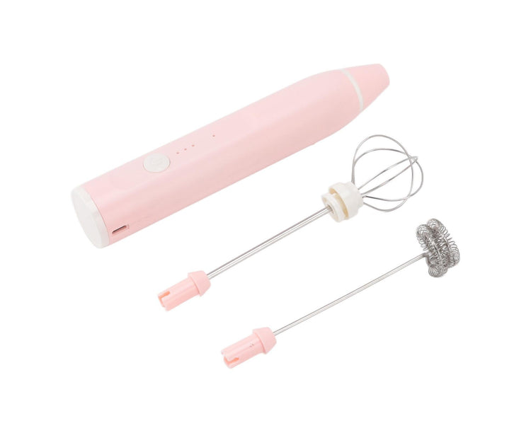 Mini Electric Stirrer, Cordless Multifunctional Eggbeater with 2 Heads for Home Coffee & Drinks, Pink - Flavour Fushion Cooking Shop