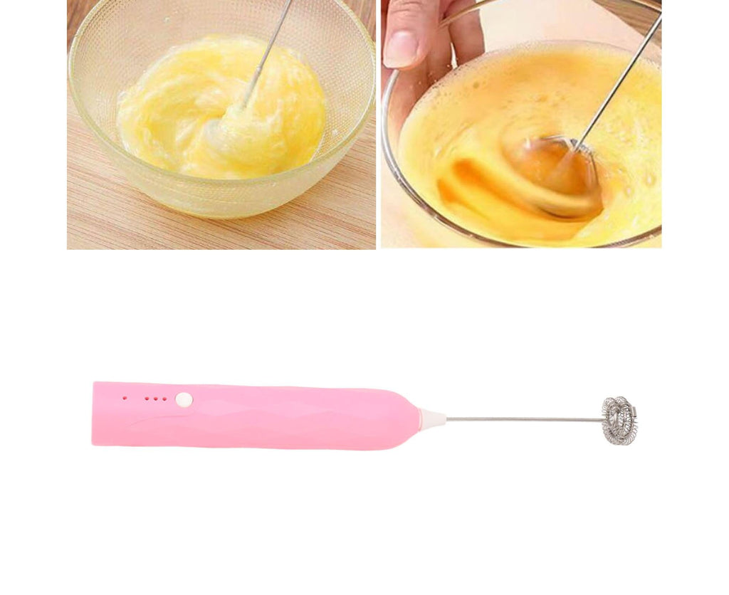 Small Household Egg Beater, Mini Multifunctional Handheld Electric Stirrer, Foam Maker, Whisk, Cordless Milk & Coffee Foamer, Pink