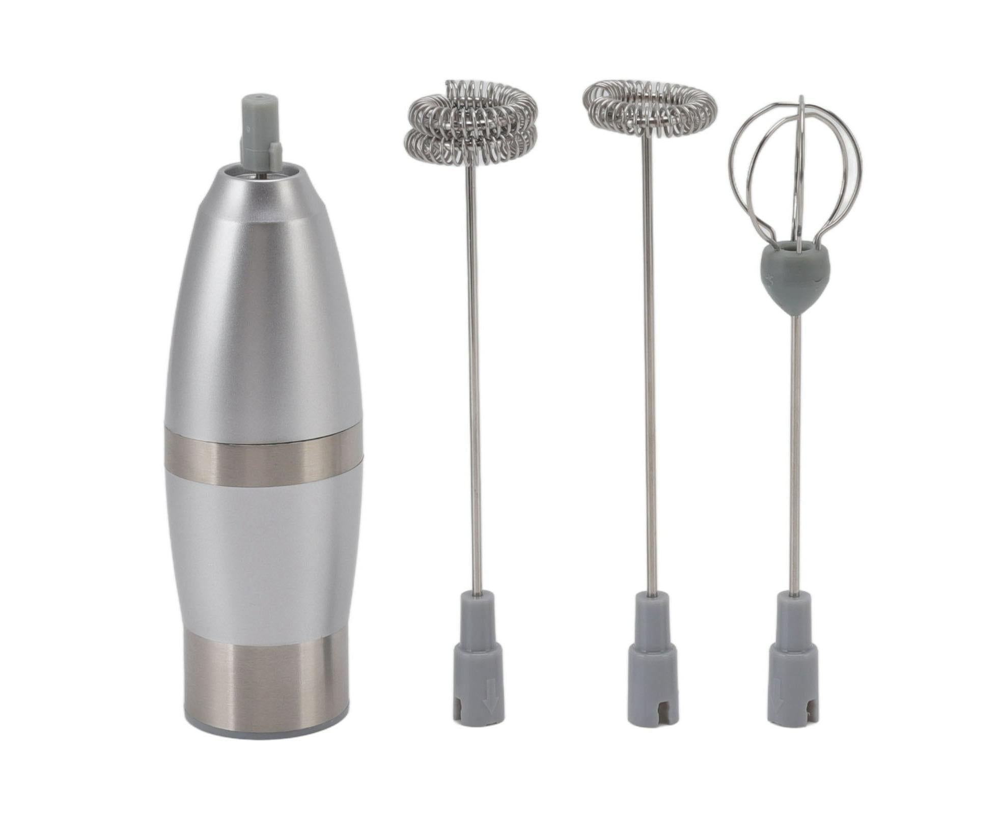 Electric Milk Frother, Handheld Battery Operated Drink Mixer, Portable Eggbeater with Stainless Steel Whisk
