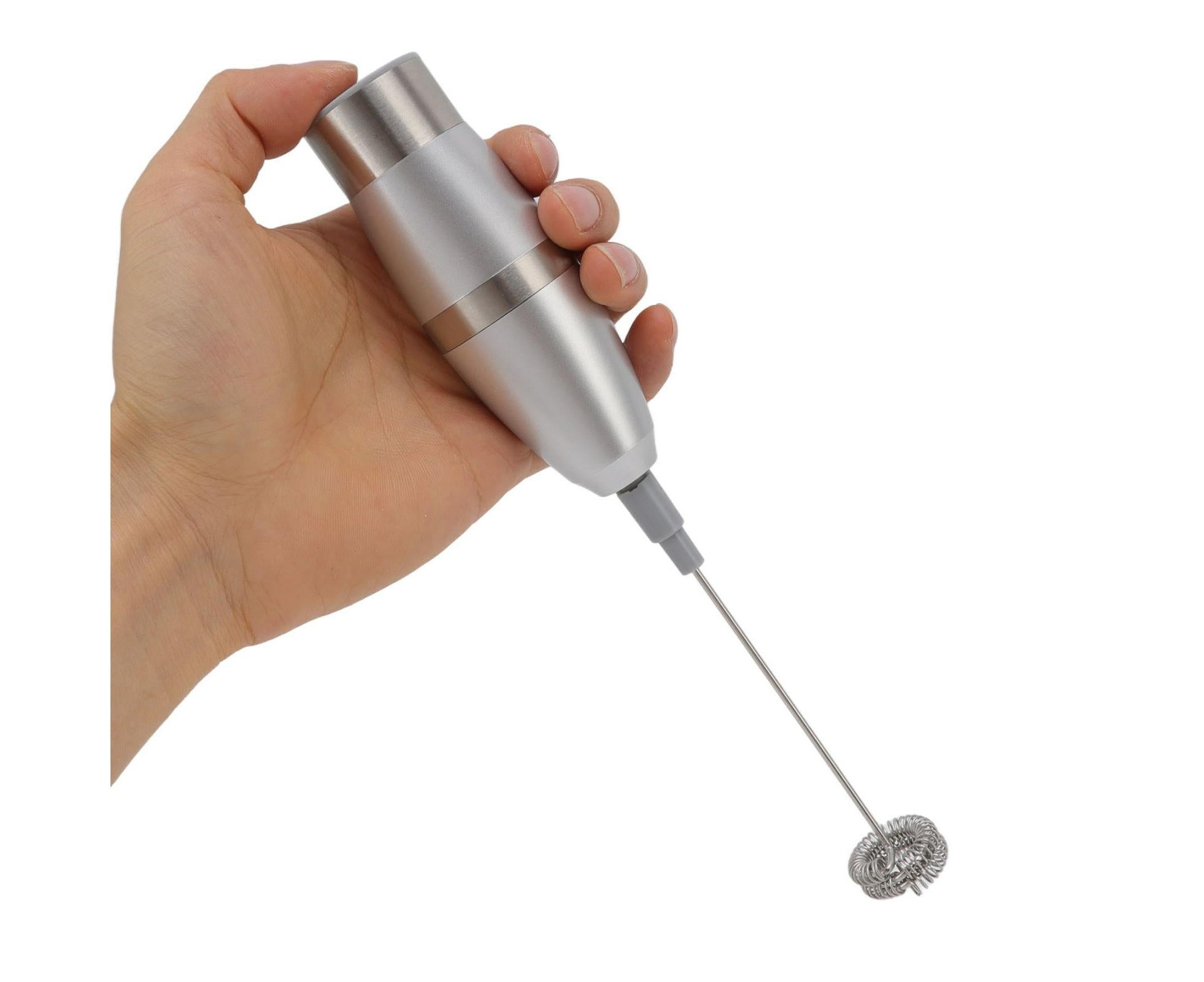 Electric Milk Frother, Handheld Battery Operated Drink Mixer, Portable Eggbeater with Stainless Steel Whisk