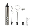 Stainless Steel Milk Frother, USB Charging, Handheld Electric Egg Beater for Home Kitchen
