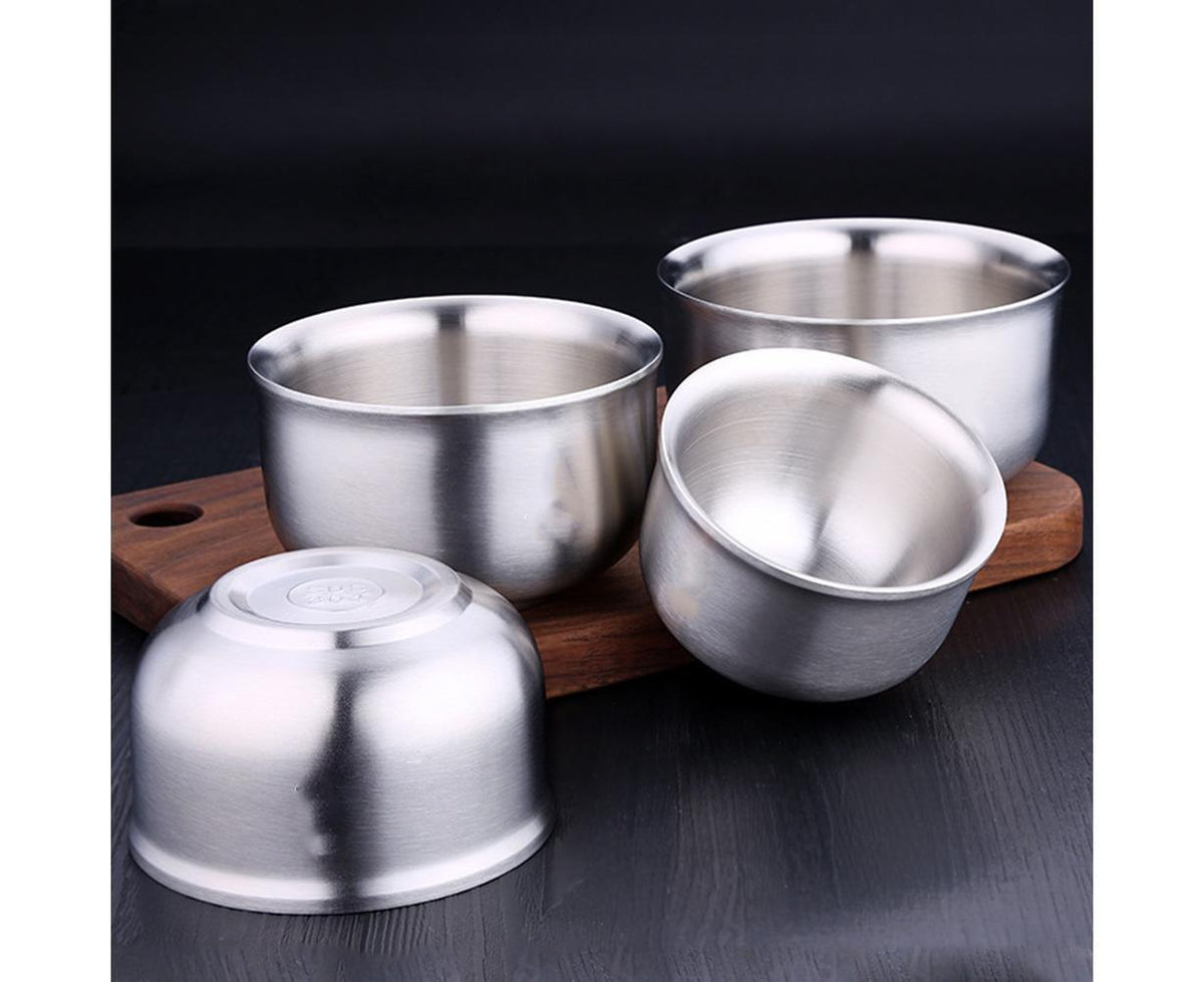 Stainless Steel Double Wall Insulated Round Rice Soup Bowl Kitchen Tableware-12.5cm - Flavour Fushion Cooking Shop