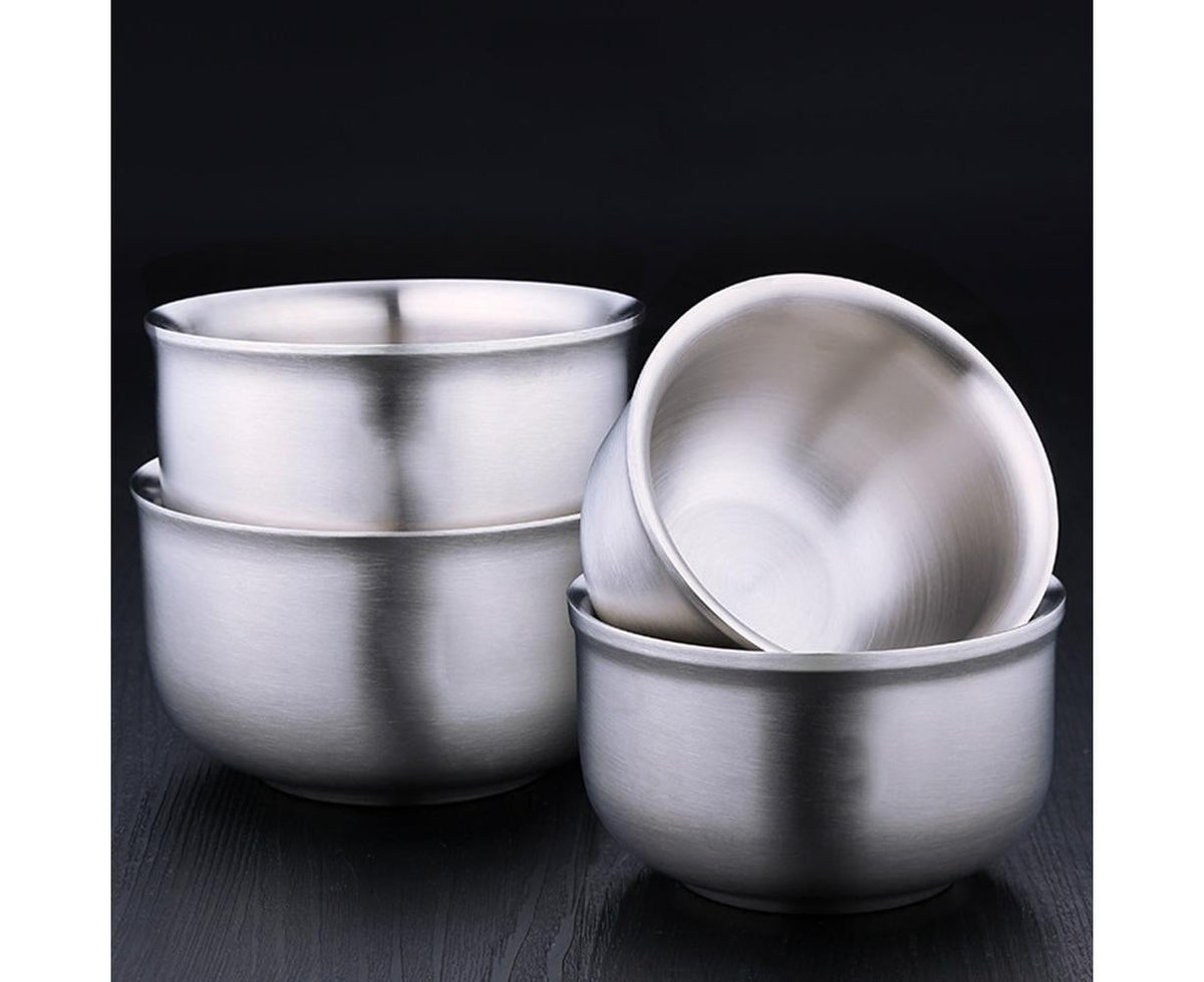 Stainless Steel Double Wall Insulated Round Rice Soup Bowl Kitchen Tableware-12.5cm - Flavour Fushion Cooking Shop