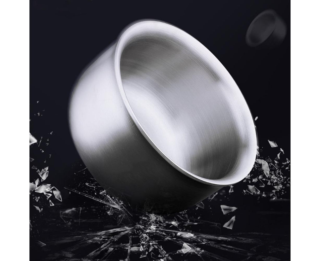 Stainless Steel Double Wall Insulated Round Rice Soup Bowl Kitchen Tableware-12.5cm