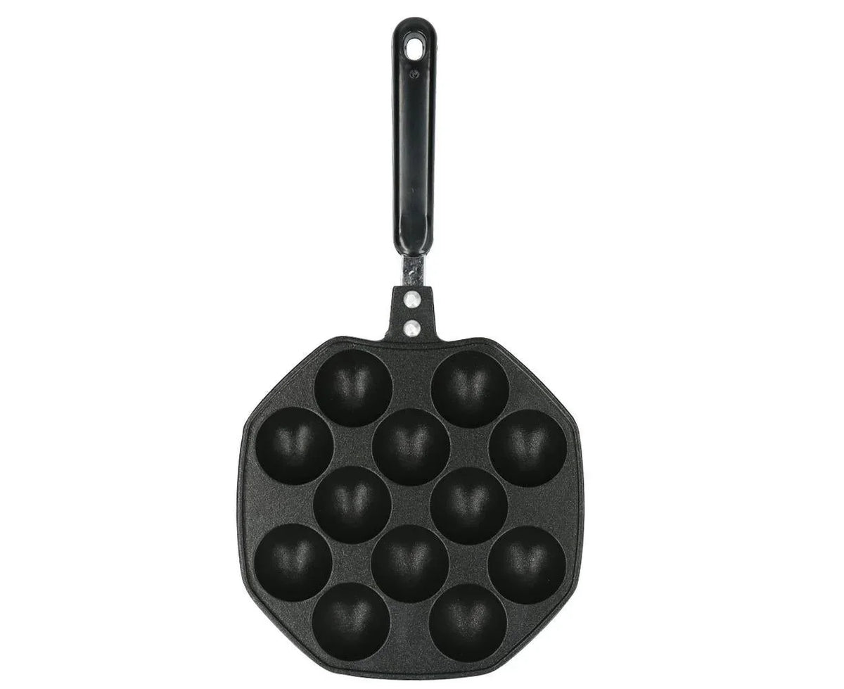 12-Cavity Aluminum Takoyaki Pan, Octopus Balls Egg Puffs Baking Pan, Home Cooking Tool