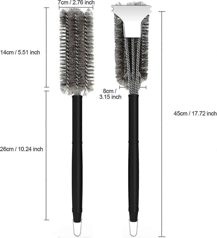3-In-1 BBQ Grill Brush with Stainless Steel Bristles & Scraper - 45cm - Flavour Fushion Cooking Shop
