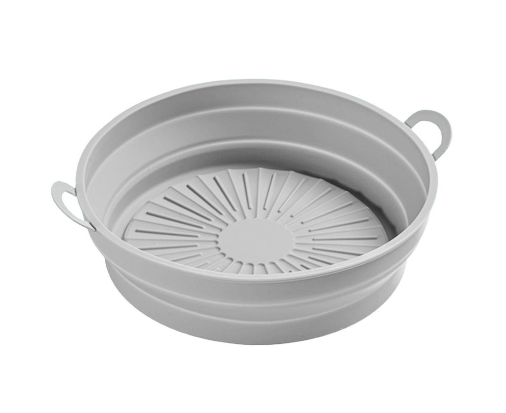 Air Fryers Bakeware Foldable Silicone Grill Pan -Grey 8.5inch