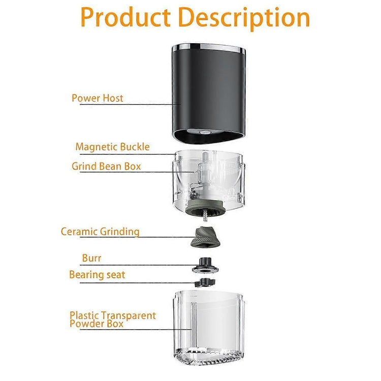 Electric Burr Coffee Grinder - Mini Cordless Coffee Bean Grinder for Home & Travel - Flavour Fushion Cooking Shop