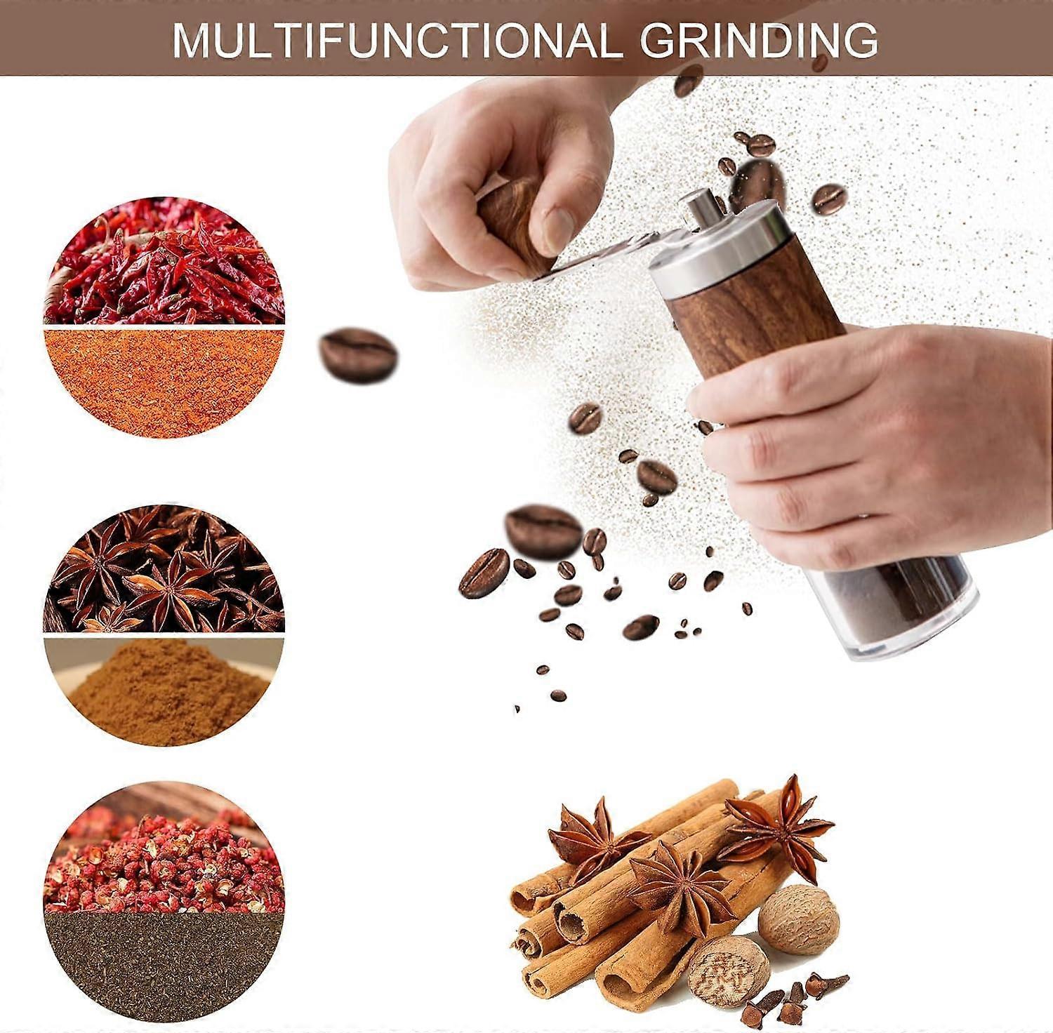 Manual Coffee Grinder - Ceramic Burr, Adjustable Grind Levels for Drip & Espresso