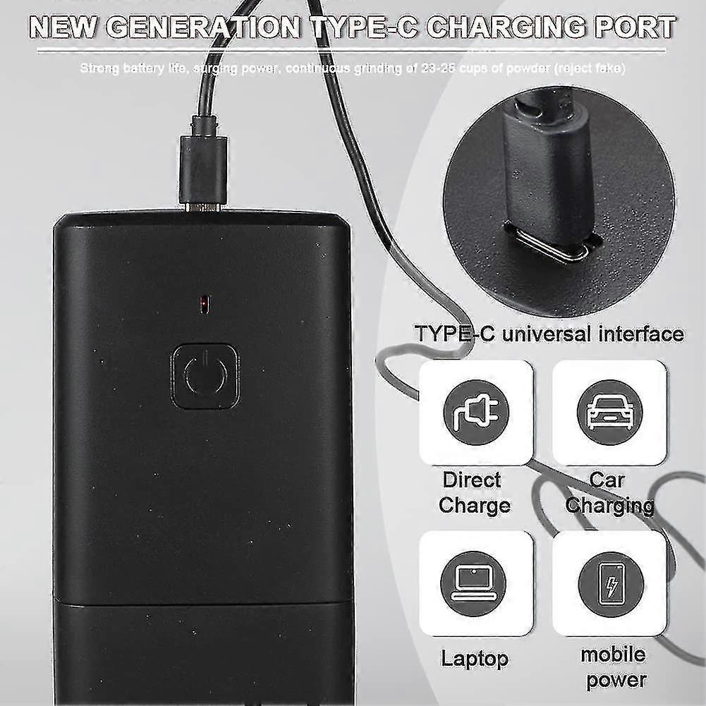 Portable Electric Coffee Grinder - USB Rechargeable, Adjustable Grind, 1300mAh Battery