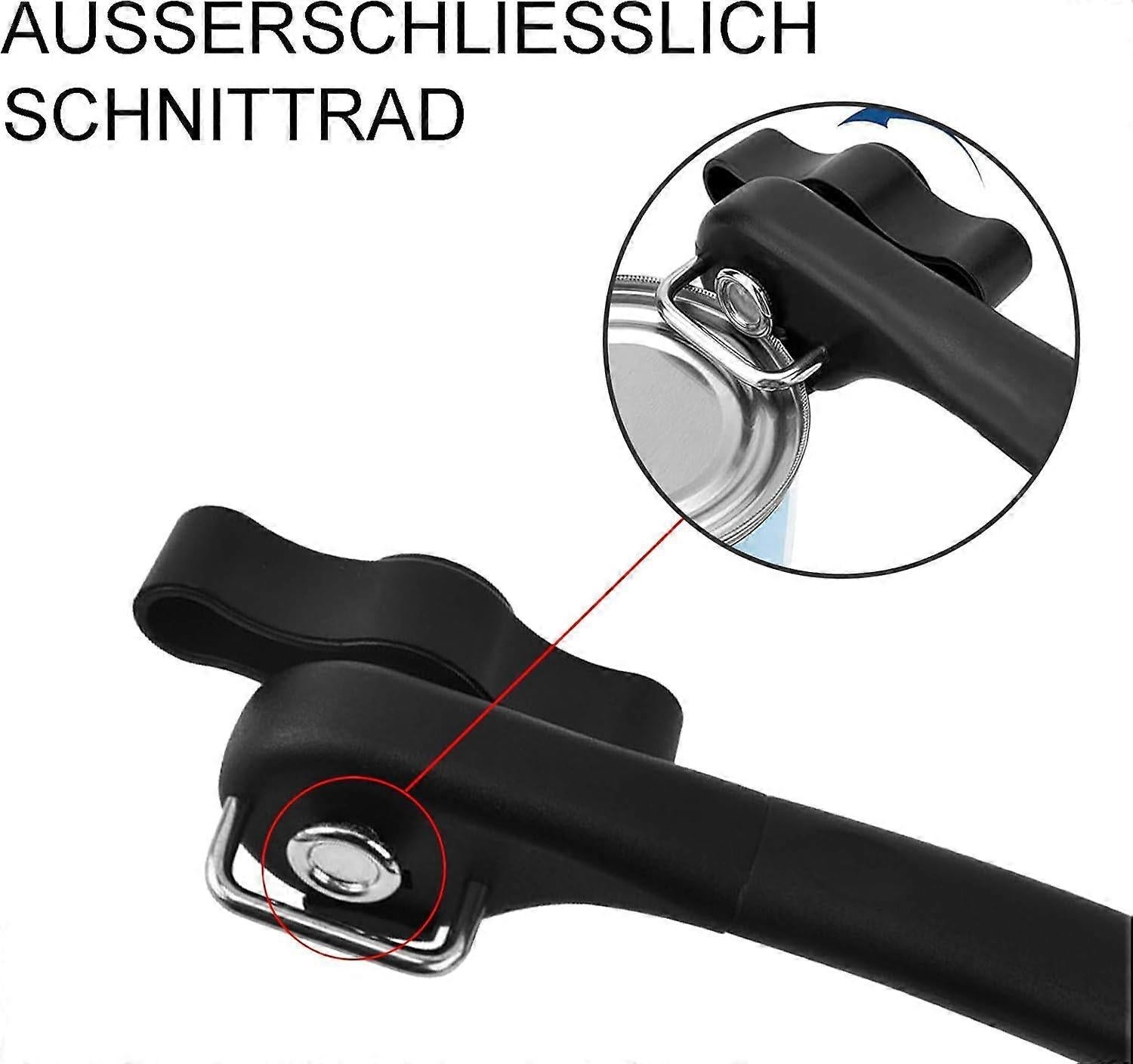 Manual Stainless Steel Can Opener, No Sharp Edges, Black, Restaurant & Kitchen Use
