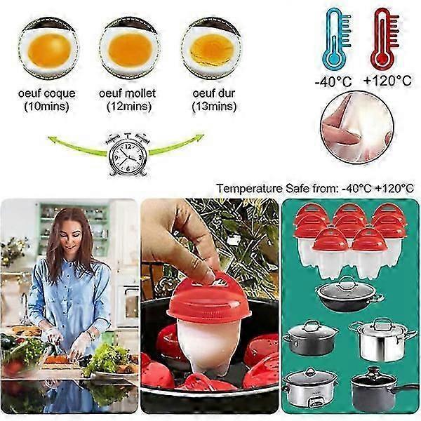6 Pcs Silicone Egg Cooker Poacher Cups, Food Grade