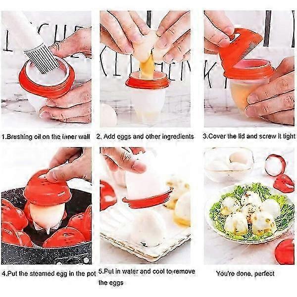 6 Pcs Silicone Egg Cooker Poacher Cups, Food Grade