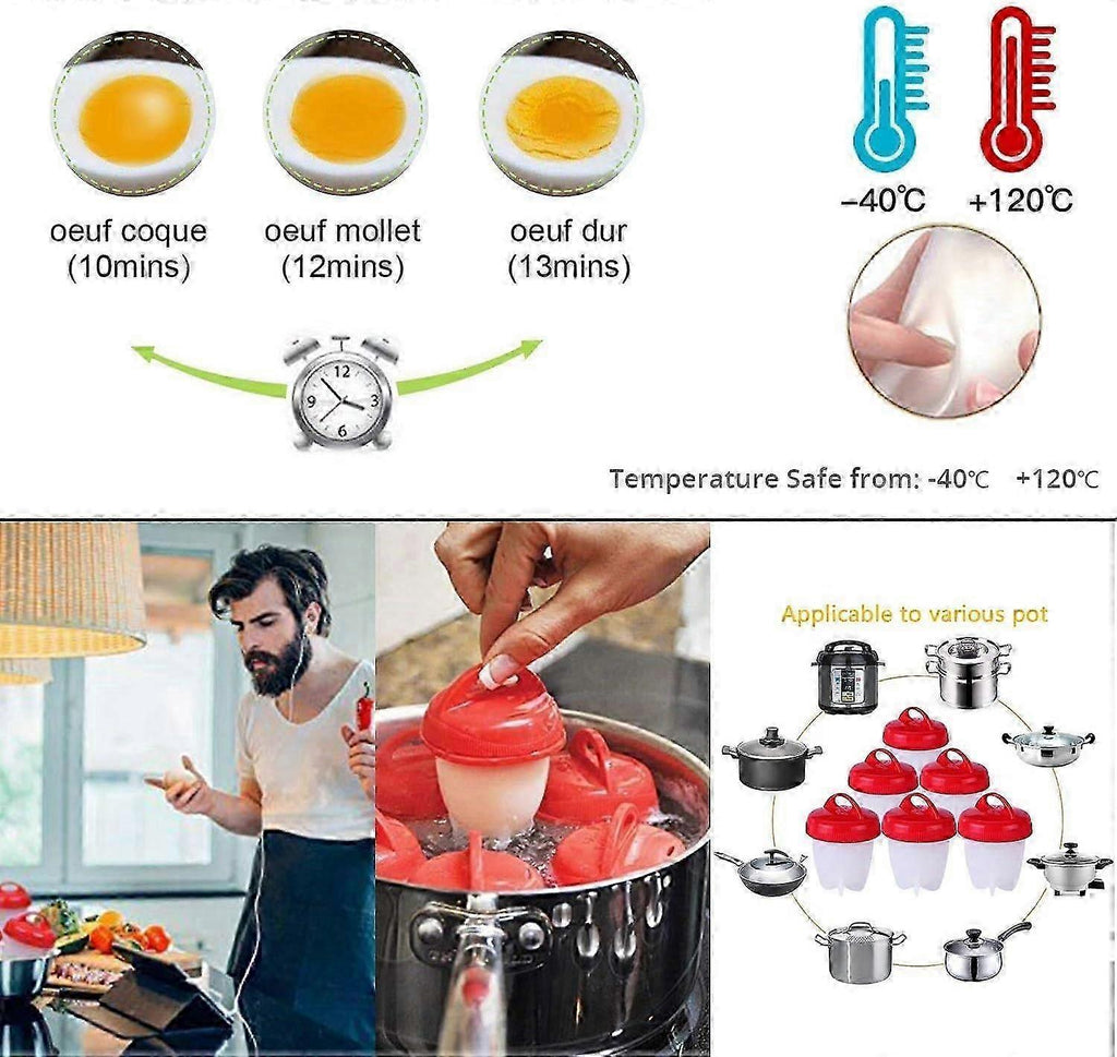 6 Pcs Silicone Shell-Free Egg Cooker Cups