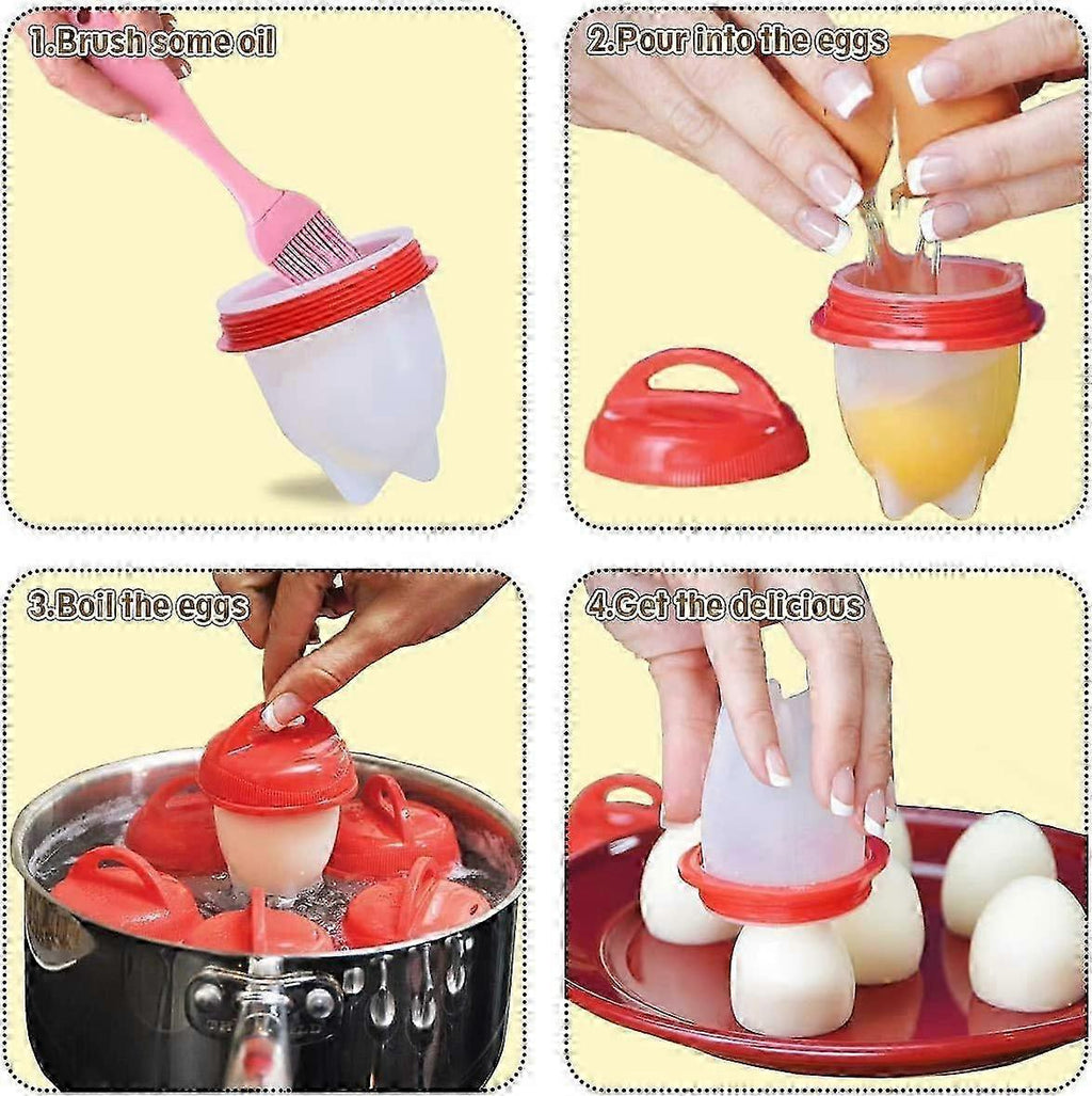 6 Pcs Silicone Shell-Free Egg Cooker Cups