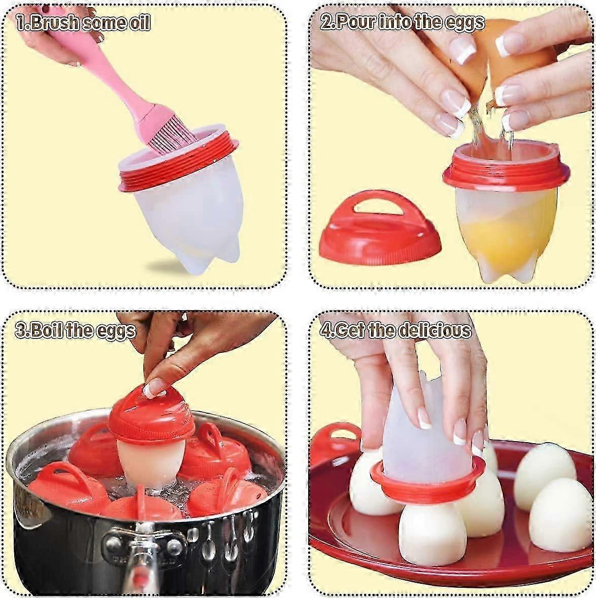 6 Pcs Silicone Shell-Free Egg Cooker Cups