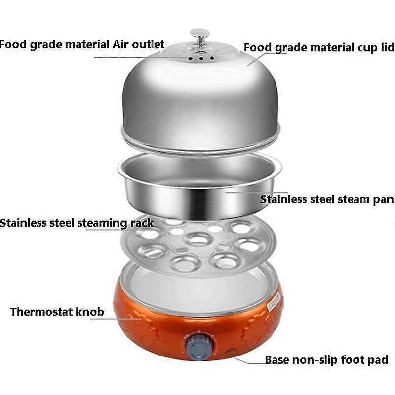 9-Egg Stainless Steel Electric Cooker, Auto Shut-Off, Green