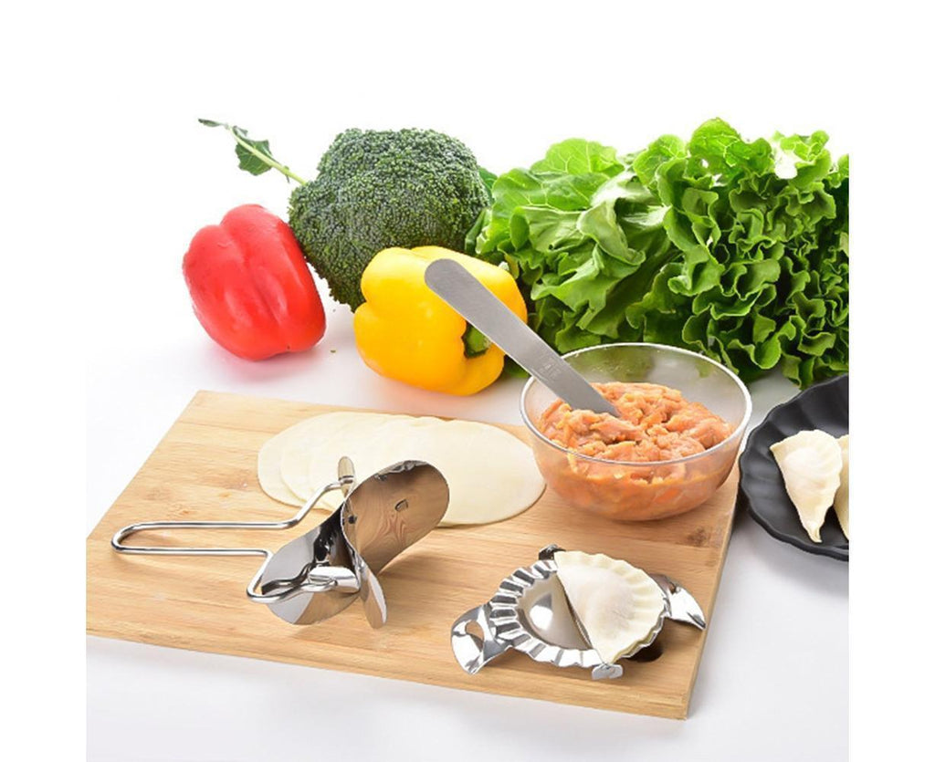 3Pcs Stainless Steel Dumpling Maker Slicer Stuffing Spoon Dough Presser Mould-L