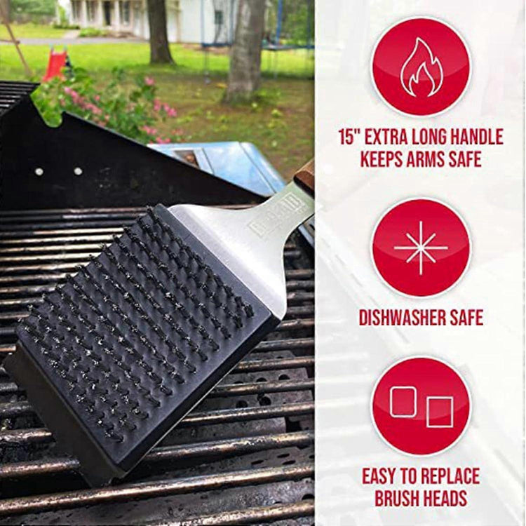 Triple Grill Cleaning Brush with Scraper, BBQ Tool - Flavour Fushion Cooking Shop
