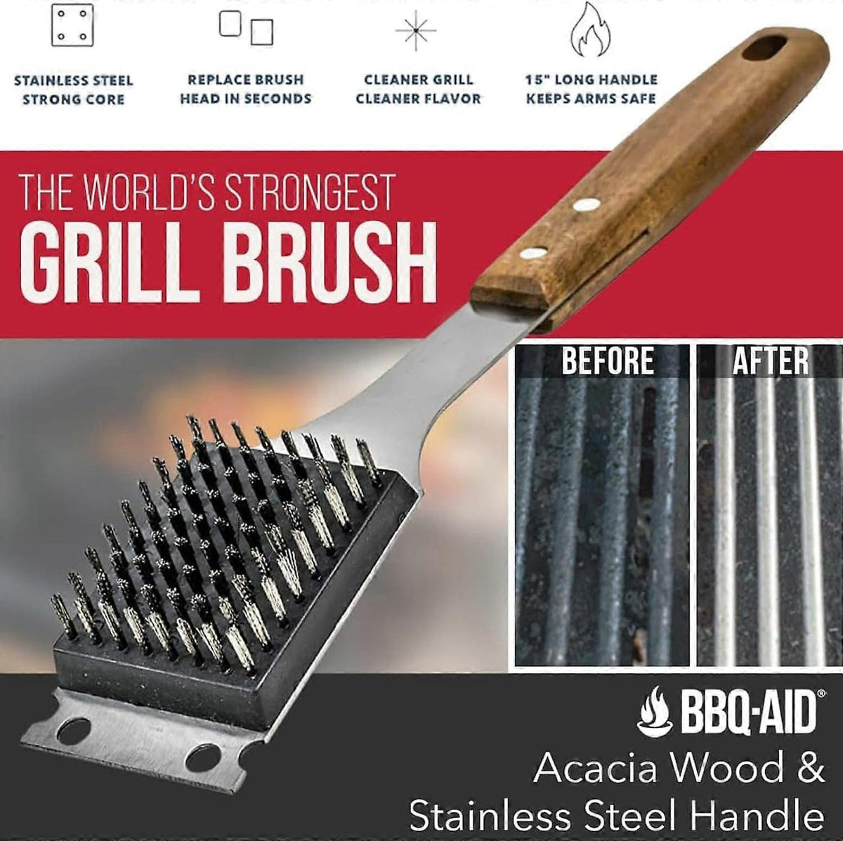 Triple Grill Cleaning Brush with Scraper, BBQ Tool - Flavour Fushion Cooking Shop