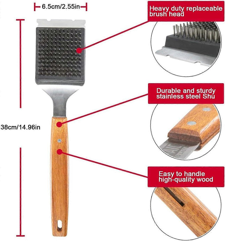 Triple Grill Cleaning Brush with Scraper, BBQ Tool - Flavour Fushion Cooking Shop