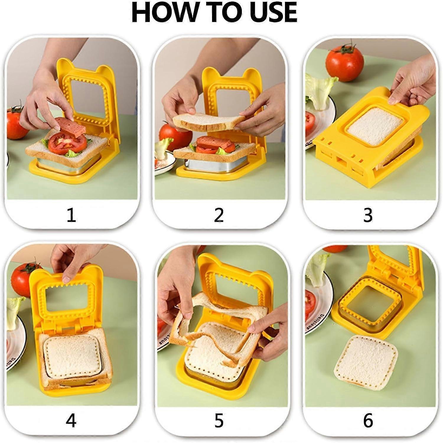 Sandwich Cutter and Sealer Yellow Crustless Bread Pancake Maker for Babies