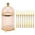 10pcs Stainless Steel Mini Forks Set with Storage Jar for Dessert & Salad