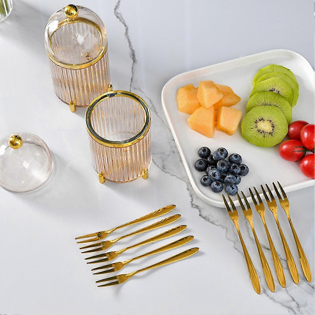 10pcs Stainless Steel Mini Forks Set with Storage Jar for Dessert & Salad