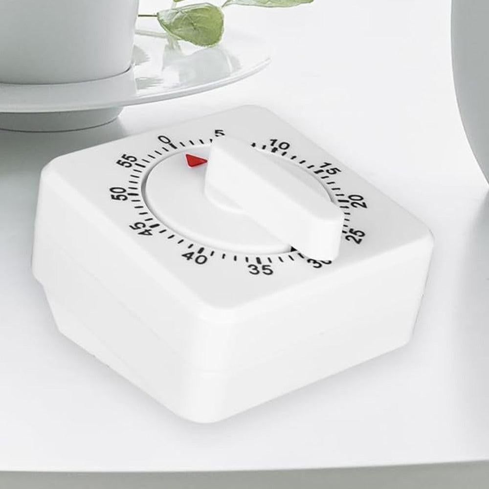 60-Minute Mechanical Kitchen Timer Visual Countdown Timer for Kitchen Cooking Study White