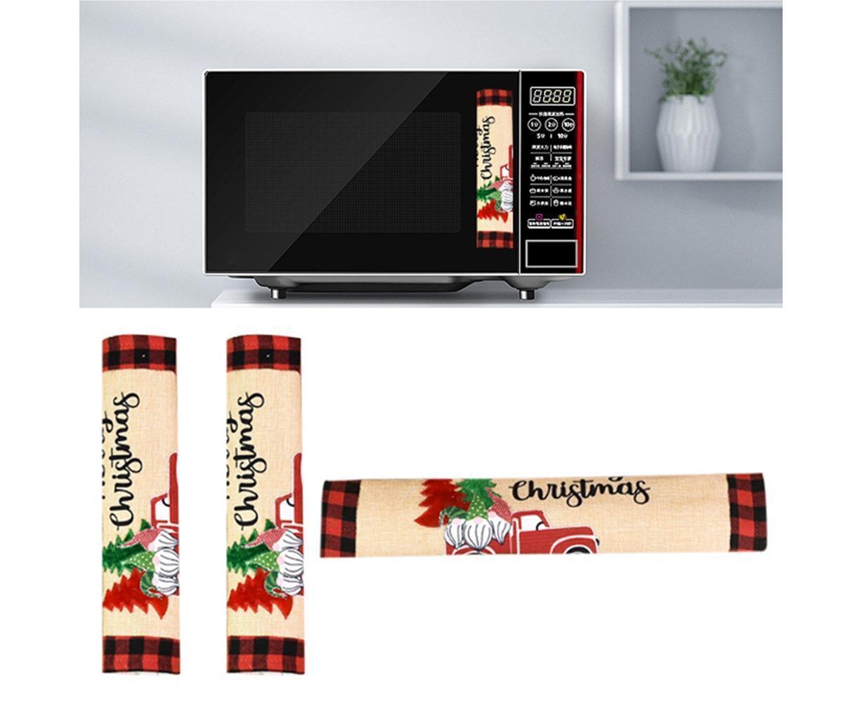 3Pcs Christmas Refrigerator Microwave Oven Door Handle Cover Sleeve Decoration