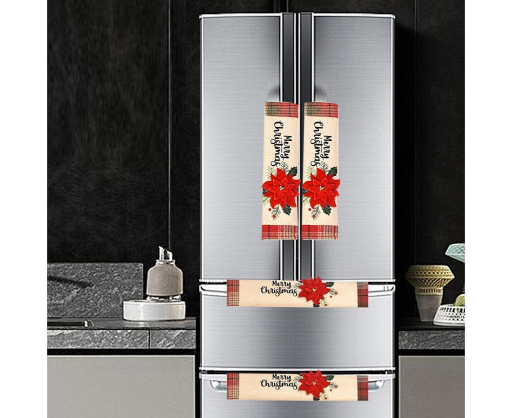 3Pcs Christmas Refrigerator Microwave Oven Door Handle Cover Sleeve Decoration