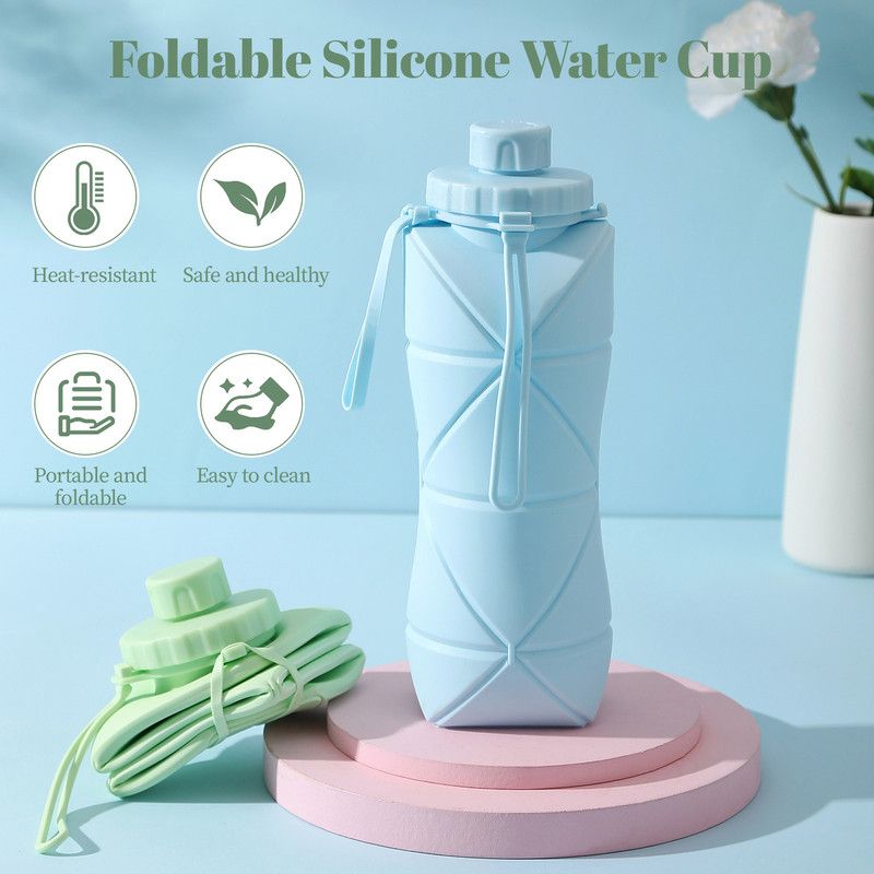 800ml Large-Capacity Food-Grade Silicone Collapsible Water Cup, Portable Outdoor High-Temperature Resistant Water Bottle, Travel & Camping Compressible Water Bottle, Travel Water Cup - Yellow