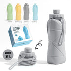 800ml Large-Capacity Food-Grade Silicone Folding Water Cup, Portable Outdoor High-Temperature Resistant Water Bottle, Travel and Camping Compressible Water Bottle, Travel Water Cup - Gray