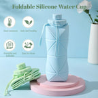 800ml Large-Capacity Food-Grade Silicone Folding Water Cup, Portable Outdoor High-Temperature Resistant Water Bottle, Travel and Camping Compressible Water Bottle, Travel Water Cup - Gray