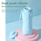 800ml Large-Capacity Food-Grade Silicone Folding Water Cup, Portable Outdoor High-Temperature Resistant Water Bottle, Travel and Camping Compressible Water Bottle, Travel Water Cup - Gray