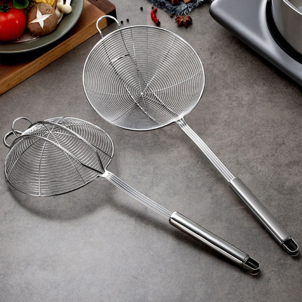 Strainer Spoon Long Stainless Steel Anti Scald Safe Slotted Ladle for Kitchen Cooking Frying Spaghetti