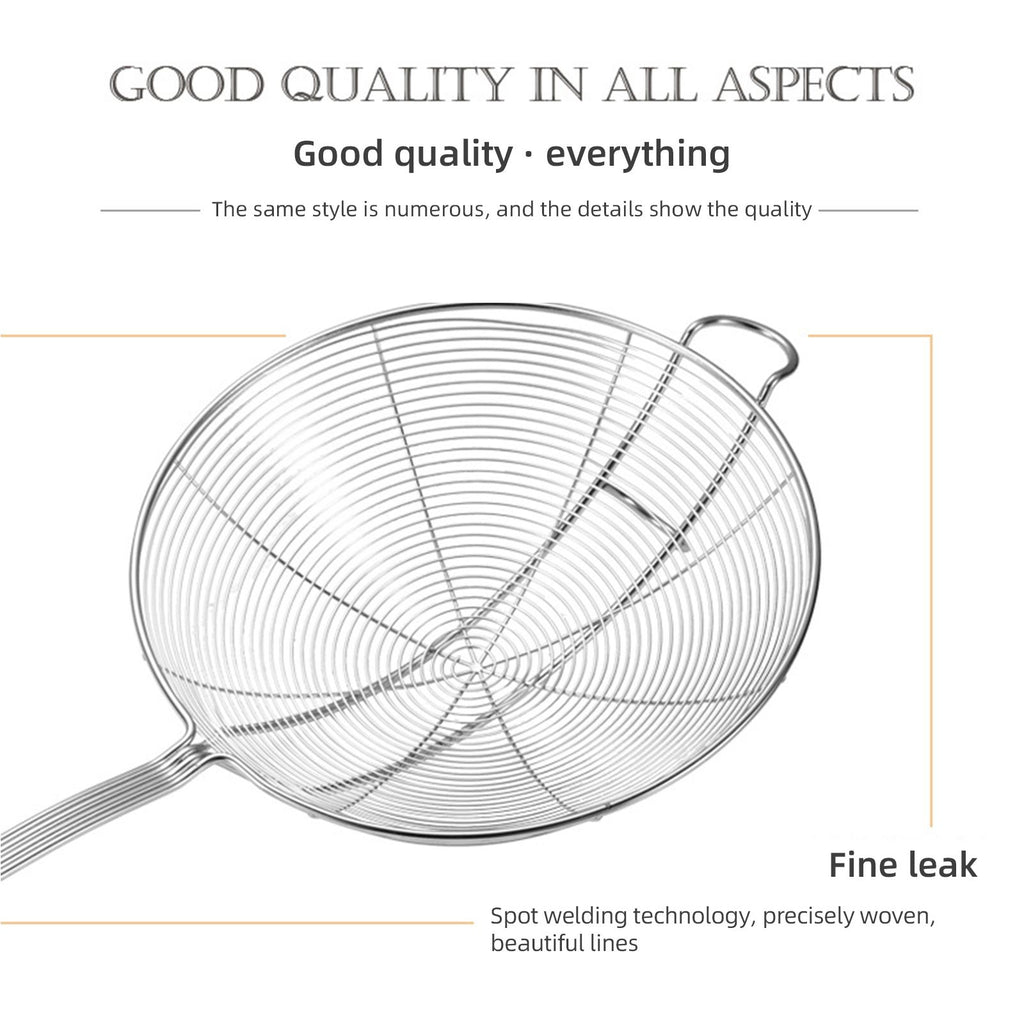 Strainer Spoon Long Stainless Steel Anti Scald Safe Slotted Ladle for Kitchen Cooking Frying Spaghetti