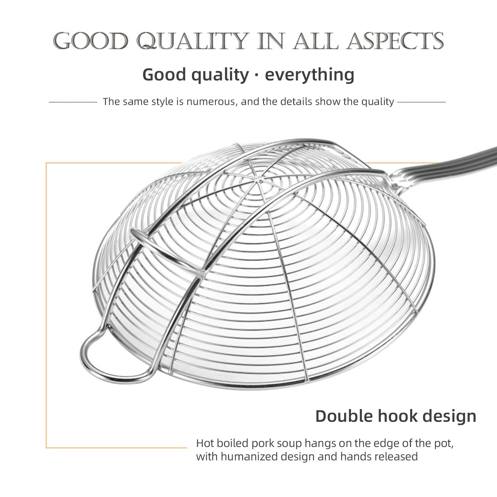 Strainer Spoon Long Stainless Steel Anti Scald Safe Slotted Ladle for Kitchen Cooking Frying Spaghetti